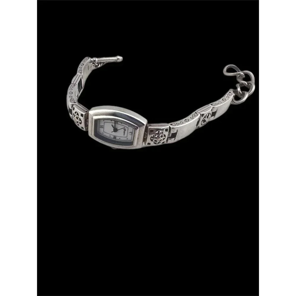 Brighton Tribeca Silver Plate Ornate Watch - New Battery Retired